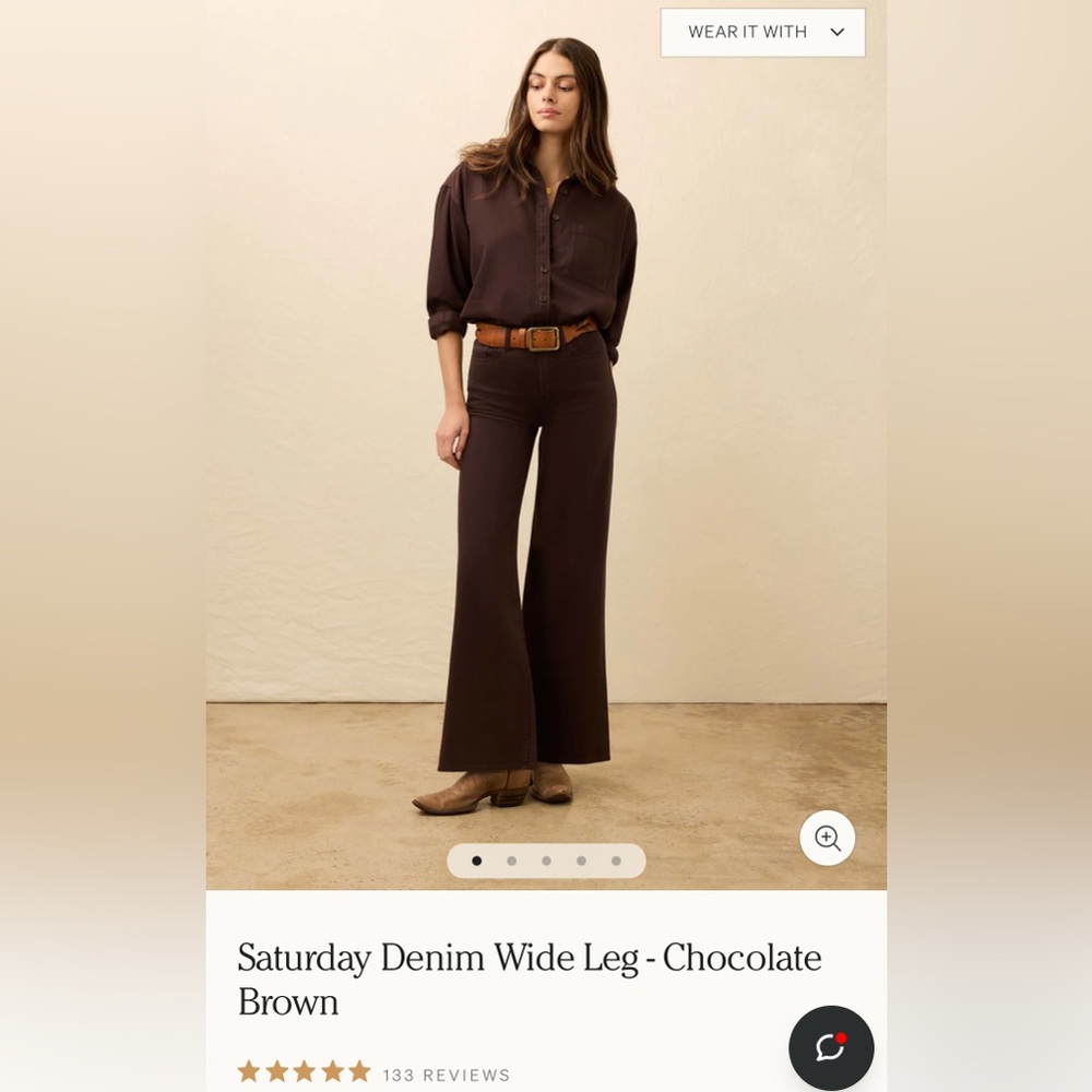 Faherty Saturday Denim Wide Leg Jeans in Chocolate Brown